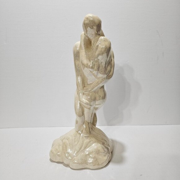 Bare Kissing Couple Porcelain Figurine - 13 Inches Tall - Glazed Porcelain - Picture 1 of 5
